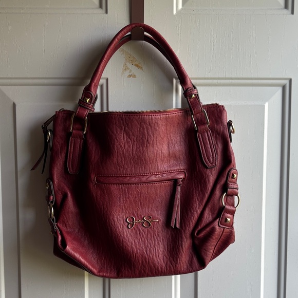 Elegant Burgundy Leather Jessica Simpson Tote Bag - Picture 1 of 8
